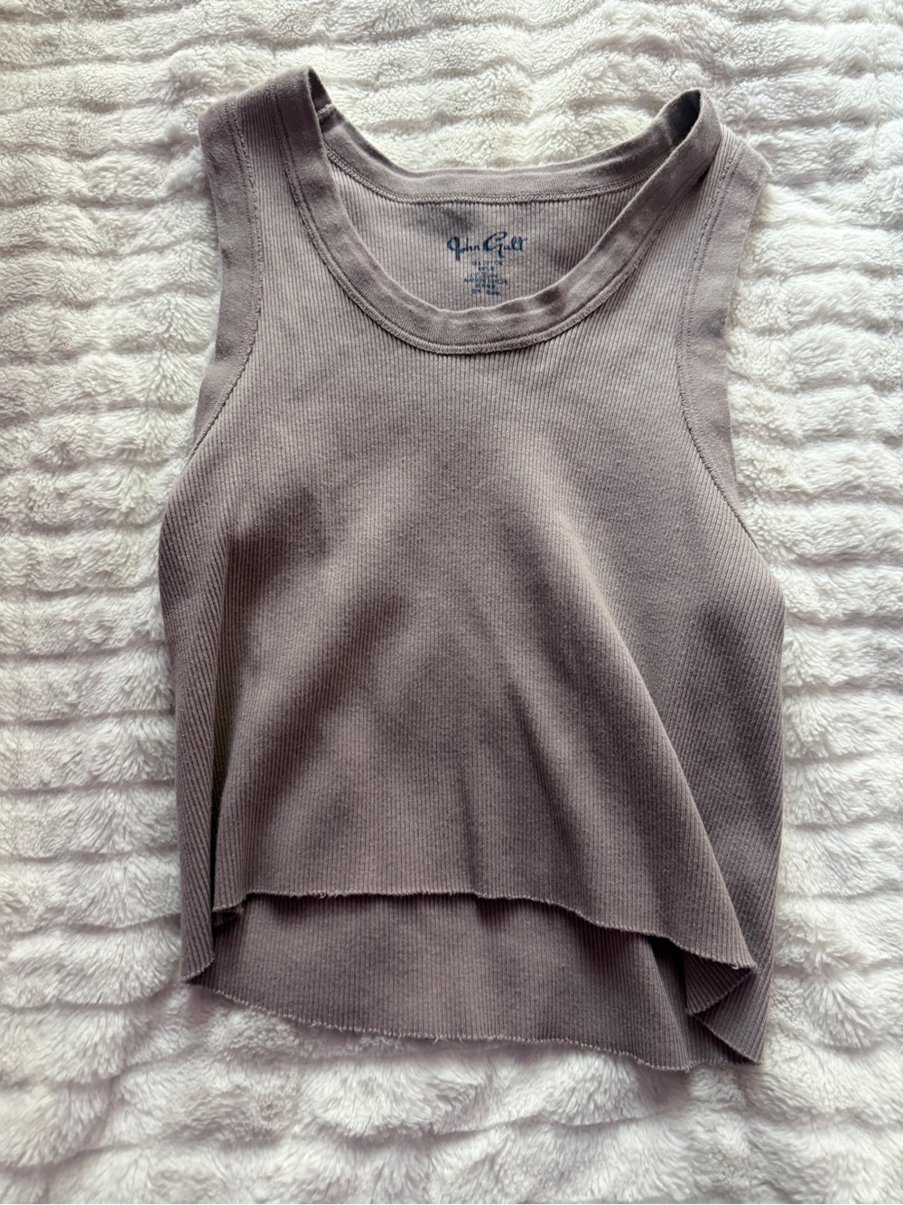 John Galt Ribbed Layered Tank Top - Taupe